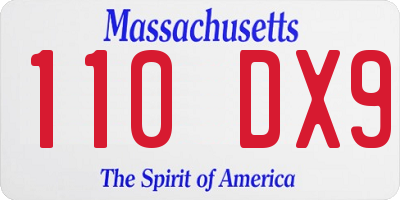 MA license plate 110DX9
