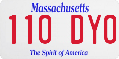 MA license plate 110DY0