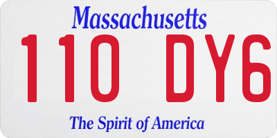 MA license plate 110DY6