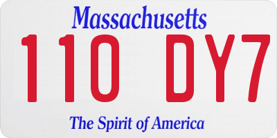 MA license plate 110DY7