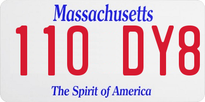 MA license plate 110DY8