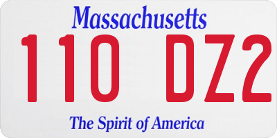 MA license plate 110DZ2