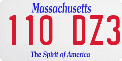 MA license plate 110DZ3