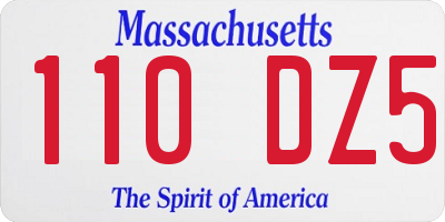 MA license plate 110DZ5