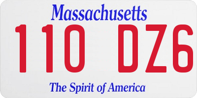 MA license plate 110DZ6