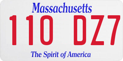 MA license plate 110DZ7