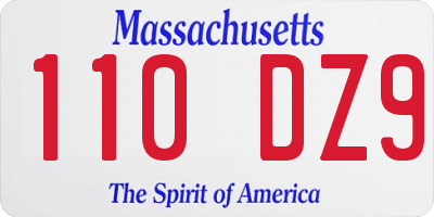 MA license plate 110DZ9