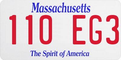 MA license plate 110EG3