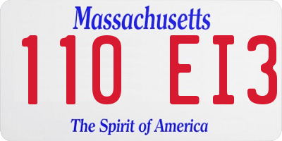 MA license plate 110EI3