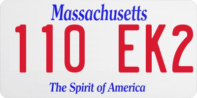 MA license plate 110EK2