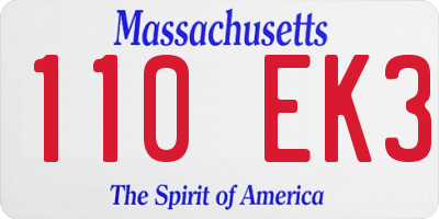 MA license plate 110EK3