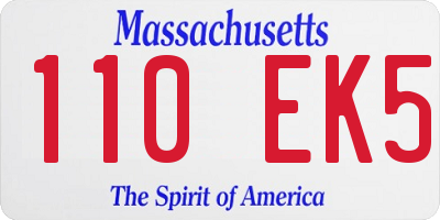 MA license plate 110EK5