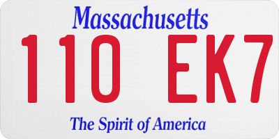 MA license plate 110EK7
