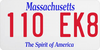 MA license plate 110EK8