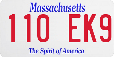 MA license plate 110EK9
