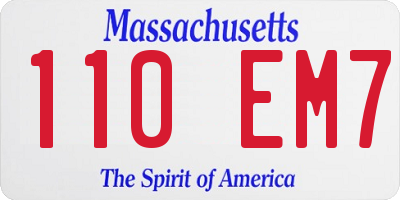 MA license plate 110EM7