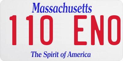 MA license plate 110EN0