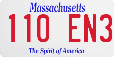 MA license plate 110EN3