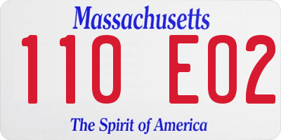 MA license plate 110EO2