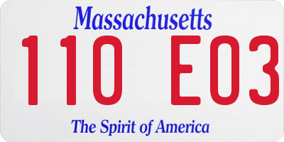 MA license plate 110EO3