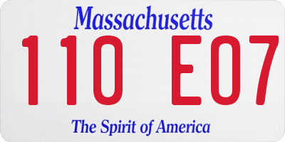MA license plate 110EO7