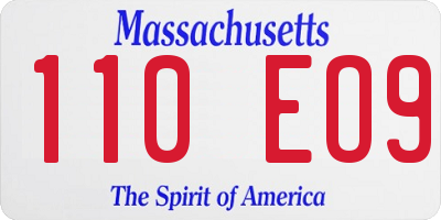 MA license plate 110EO9
