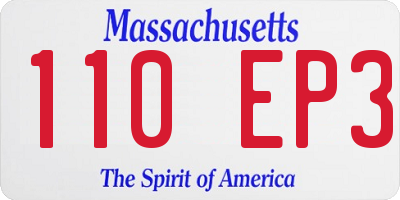 MA license plate 110EP3