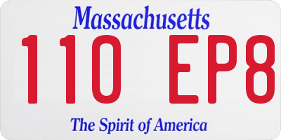MA license plate 110EP8