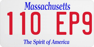 MA license plate 110EP9