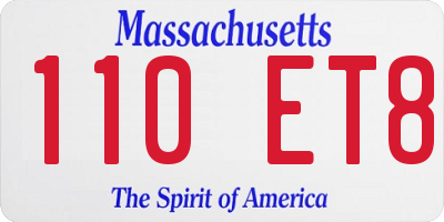 MA license plate 110ET8
