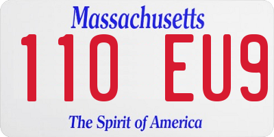 MA license plate 110EU9