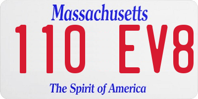 MA license plate 110EV8