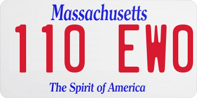 MA license plate 110EW0