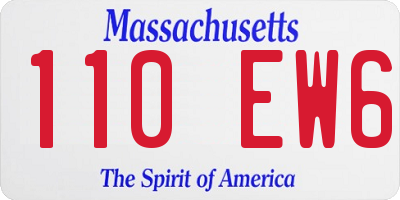 MA license plate 110EW6