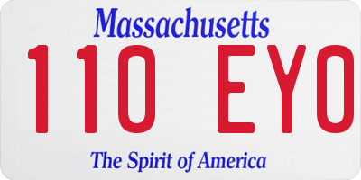 MA license plate 110EY0