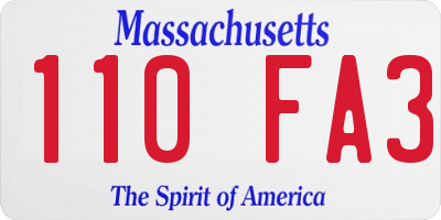 MA license plate 110FA3