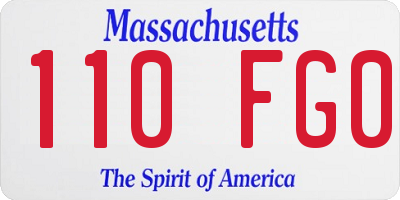 MA license plate 110FG0
