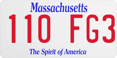 MA license plate 110FG3