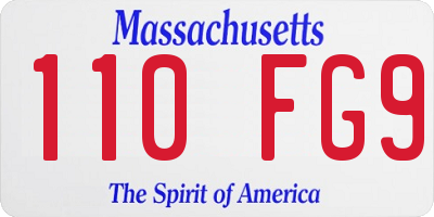 MA license plate 110FG9