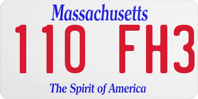 MA license plate 110FH3