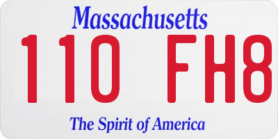 MA license plate 110FH8