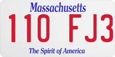 MA license plate 110FJ3