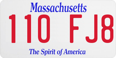 MA license plate 110FJ8