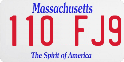 MA license plate 110FJ9