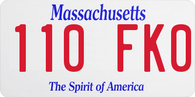 MA license plate 110FK0