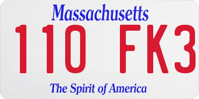 MA license plate 110FK3