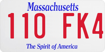MA license plate 110FK4