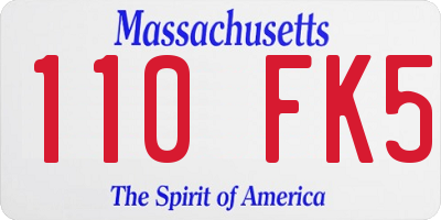 MA license plate 110FK5