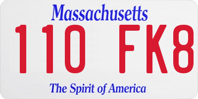 MA license plate 110FK8