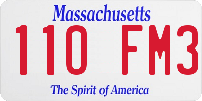 MA license plate 110FM3